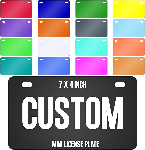 Custom Motorcycle License Plate - Custom Mini License Plate - Utv License Plate - Motorcycle Plate - ATV License Plate - Golf Cart License Plate - 7 x 4 - Choose Colors - Rust Free - Made in USA