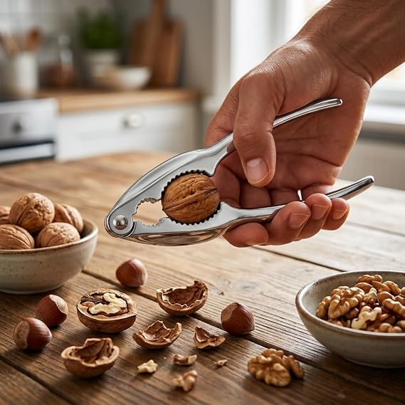Deconox Paslanmaz Çelik Ceviz, Fındık ve Badem Kıracağı Pense Şeklinde | Ağır ve Yüksek Kaliteli Malzeme | Dayanıklı & Ergonomik Ceviz ve Fındık Kırıcı 17 cm EA047