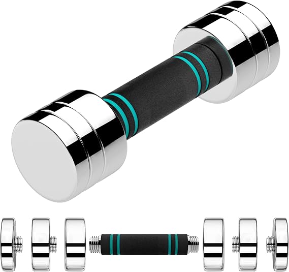 LIFERUN Single Steel Adjustable Dumbbell, 5/10/15lb Free Weight | Dumbbell, Non-Slip and Comfortable Foam Handle, Adjustable Dumbbells Weights Set for Home Gym Office Exercise