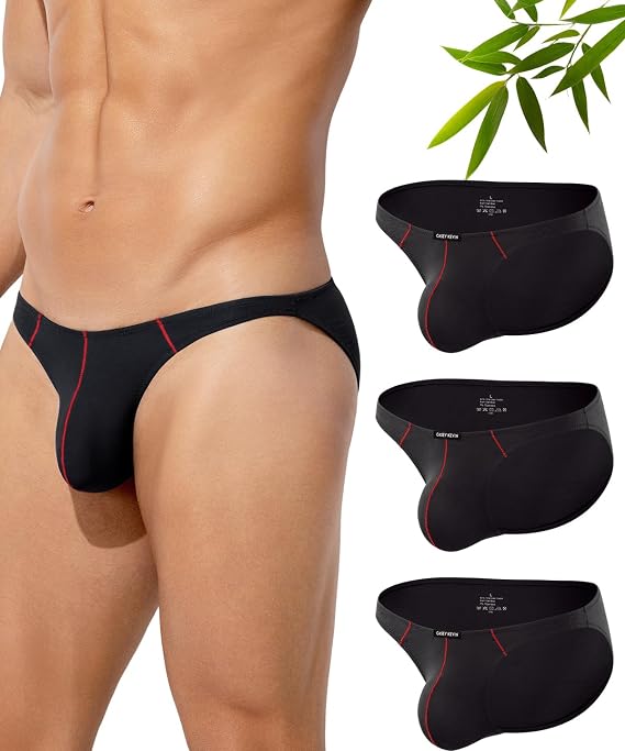 Casey Kevin Mens Bamboo Viscose Briefs Sexy Soft Stretch Underwear 3-Pack
