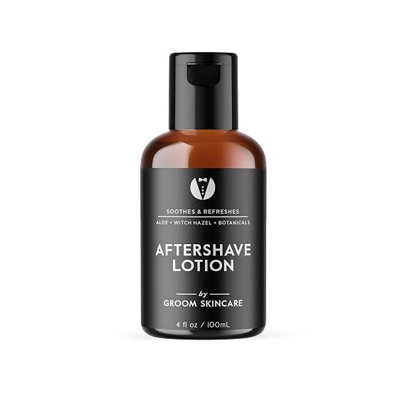 GROOM After Shave Lotion for Men | Soothing Post-Shave Moisturizer with Aloe, Vitamin E, Green Tea & MSM | Fights Irritation & Razor Bumps | 4 oz