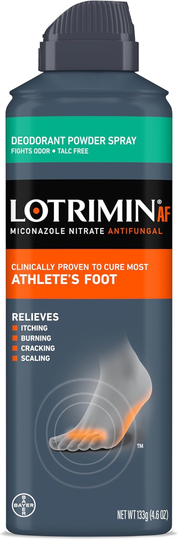 Lotrimin Athlete's Foot Deodorant Antifungal Powder Spray, Miconazole Nitrate 2%, Clinically Proven Effective Antifungal Treatment of Most AF, Jock Itch & Ringworm, 4.6 Ounce