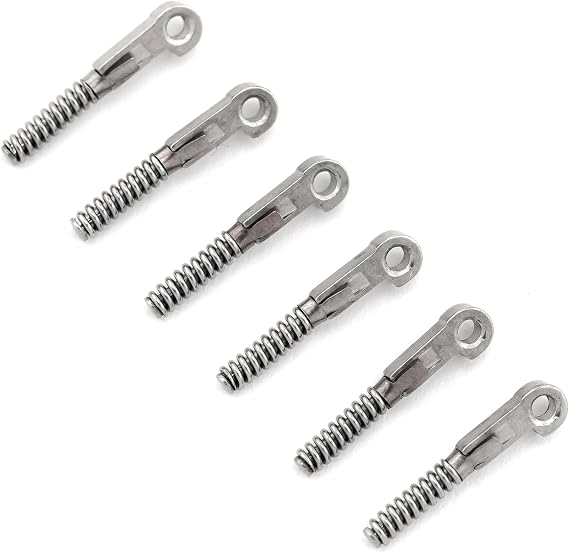 6pcs 1.2mm x 12mm Stainless Steel Spring Hinge Inserts Glasses Replacement Part - Optical Frame Insert Eyeglass Specs Repair Screw in Temple Joint Spectacles Insert Bracket Flex Loop Bow
