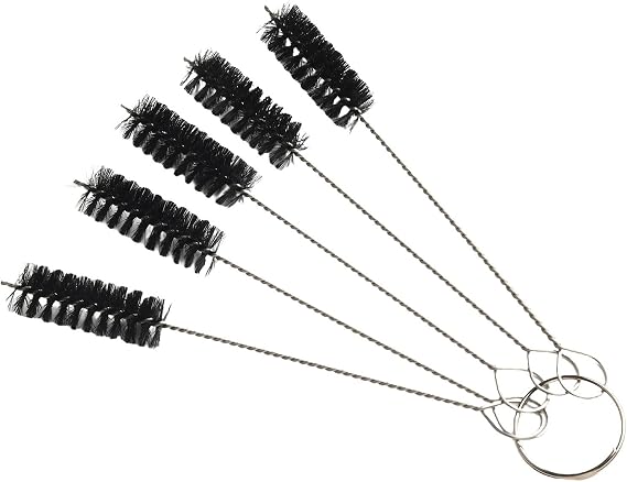 Wire Brushes, 5pcs Nylon Set 2-8mm Round Tube Cleaning Brush Flexible Bristles for Stubborn Stains Pipe Cylinder Bore Maintenance