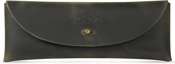 Londo Genuine Leather Retro Pen and Pencil Case - Metal Snap Fastener, Pencil Pouch Stationery Bag