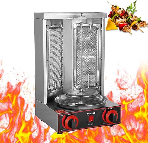 Vertical Rotisserie Oven Grill, Electric Shawarma Grill Machine, Gas Doner Kebab Machine, Gyro Grill Machine, Automatic Shawarma Machine 3KW, Vertical Boiler, for Meat, Chicken,Electric