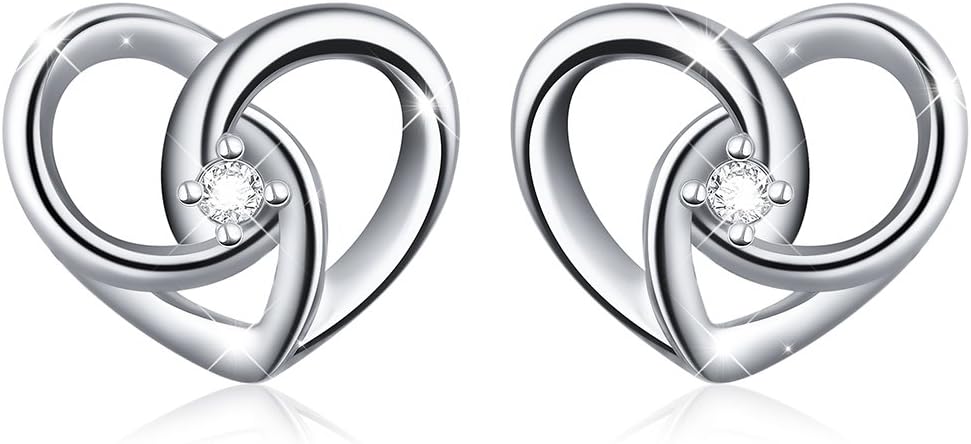 925 Sterling Silver Jewelry "I Love You To The Moon and Back" Love Heart Earrings