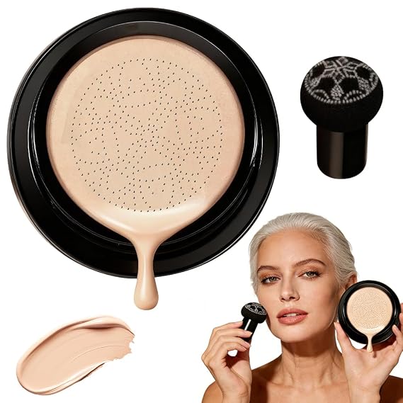 Foundation for Older Women, 2026 New Mushroom Head Cushion CC Cream Glow Foundation for Mature Skin, Moisturizing Concealer Brighten Long-Lasting (Natural)