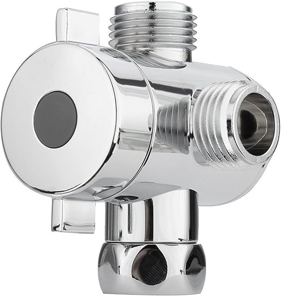 3-Way Shower Diverter Valve, G1/2 Inch T-Adapter Valve Connector, One Inlet And Two Outlets Brass For Bath Toilet Three Way Separator Holes Fit Many Faucet Attachments (Silver)