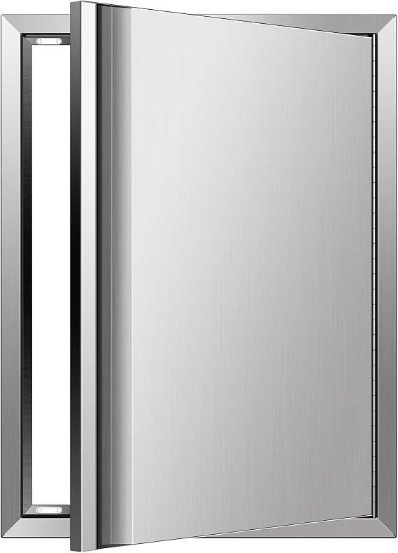 BBQ Access Door, 18W x 24H Inch Single Wall Vertical Door with Recessed Handle, Stainless Steel Flush Mount Door - Ideal for Outdoor Kitchen Grill Island, BBQ Station or Patio Cabinets