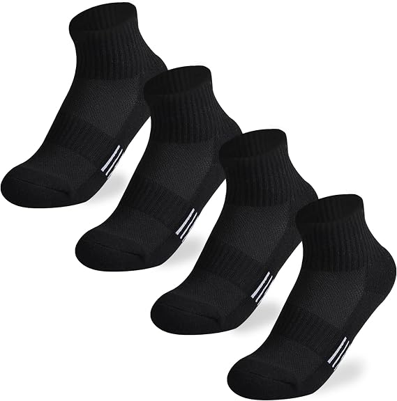 Boys Socks Girls Cushioned Athletic Socks Cotton Mesh Quarter Sock Youth Sport Ankle Sock 4/8 Pairs