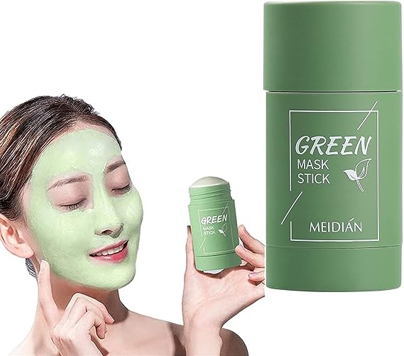 Green Mask Stick, Green Tea Purifying Clay Stick Mask, Moisturizes Oil Control, Deep Cleansing Smearing Clay Mask, Deep Clean Pore, Moisturizing Nourishing Skin, for All Skin Types Men Women