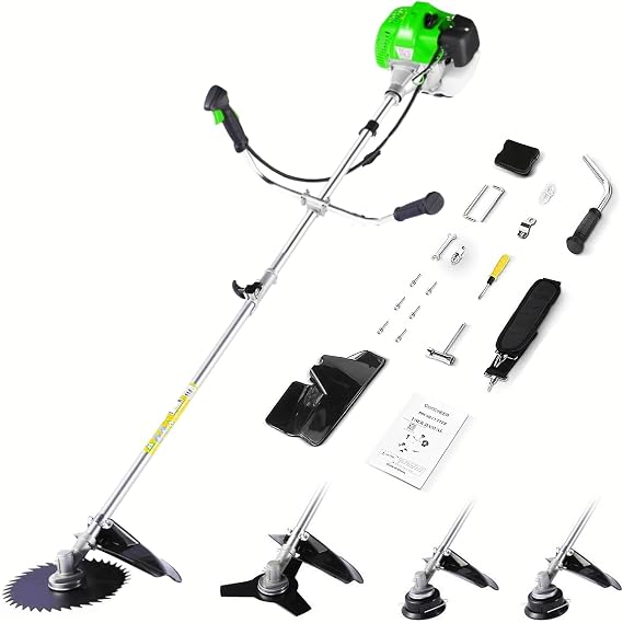 Gas Powered Weed Wacker 4 in 1, 58cc Brush Cutter, String Trimmer, Green