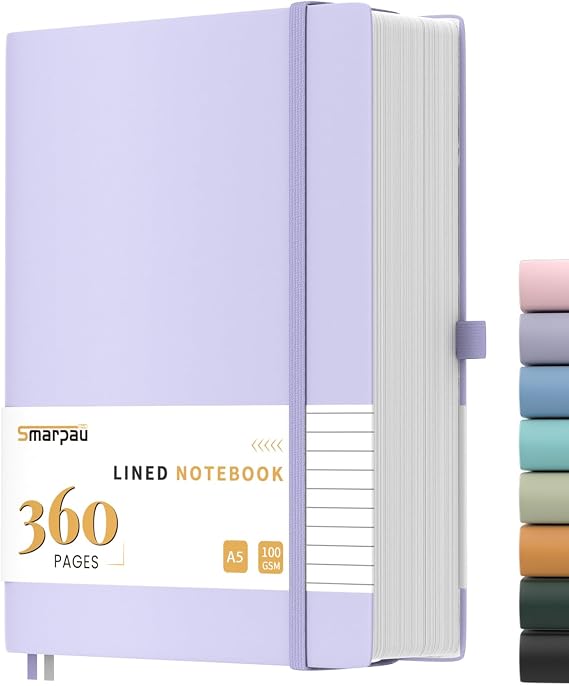 Smarpau A5 Lined Notebook - Thick Leather Journals Notebook 360 Pages