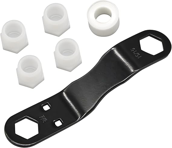 RV Water Heater Drain Plug Kit Include Wrench & 4 Pieces 1/2" NPT RV Heater Water Plugs and 1 Roll PTFE Tape Fits 7/8" & 15/16" Drain Plugs