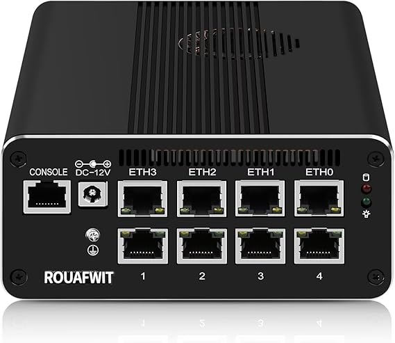 Micro Firewall Mini PC Pentium 8505, DDR5 8GB RAM 128GB SSD Router Appliance Computer, 8 x 2.5Gbe i226-V Lan, CONSOLE COM, Type-C, TF