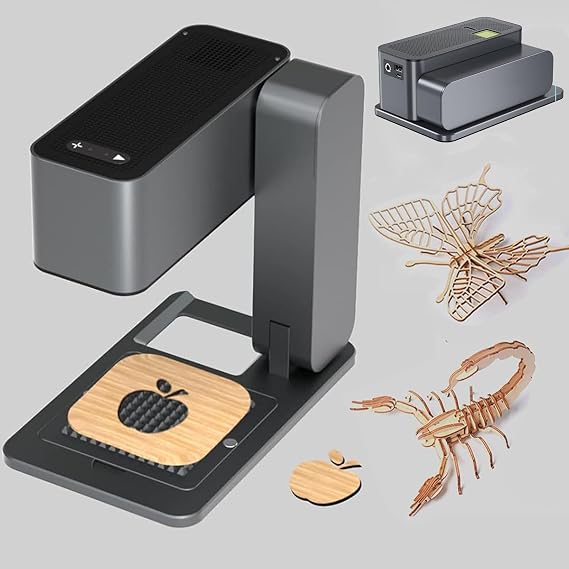 Foldable Fiber Laser Engraver, Mini Desktop Laser Engraver with Auto Focus for Travel for Wood Vinyl Leather Glass, DIY Art, Logo Design