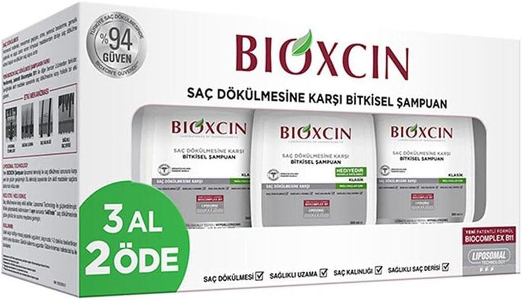 Bioxcin Genesis Saç Dökülmesine Karşı Bitkisel Şampuan, Yağlı Saçlar İçin, 3x300 ml, 3 Al 2 Öde