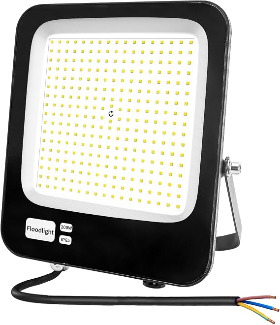 200W LED Floodlight Outdoor,Super Bright Safety Light,IP66 Waterproof Wall Light Work Lighting,6500K Cool White Spot Lights Outside for Garage,Garden,Backyard,Warehouse,Patio,Billboard,Balcon [Energy Class F]