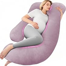 Pregnancy Pillow, Pregnancy Pillow for Sleeping, U-Shaped Full Body Pillow Maternity Pillow, 60" Pregnancy Essentials with Removable Cover, Pink
