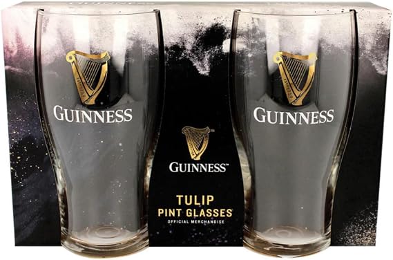Shamrock Gift Company Guinness Tulip Pint Glasses - Traditional Guinness Pint Glasses - 2 Pack