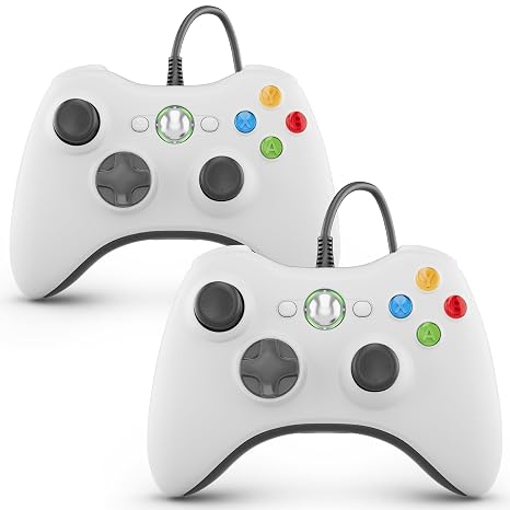 ISHAKO 2Pack Wired Controller for Xbox360 White Game Controller 2Pack Compatible with Xbox360/PC/Laptop/Windows