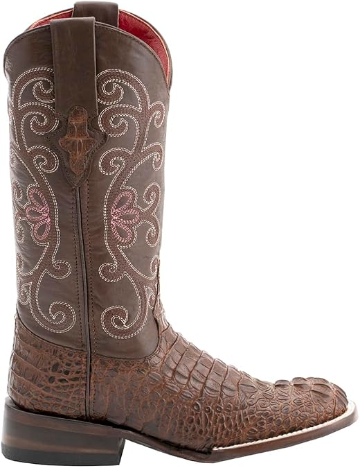 Ferrini Italia Womens Stampede Crocodile Square Toe Pull On Casual Boots Mid Calf Low Heel 1-2" - Black, Green