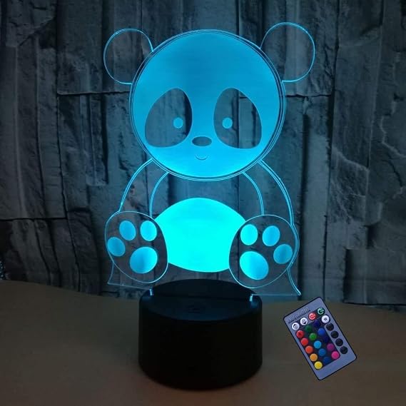 Optical Illusion 3D Panda Night Light 16 Colors Changing USB Power Remote Control Touch Switch Decor Lamp LED Table Desk Lamp
