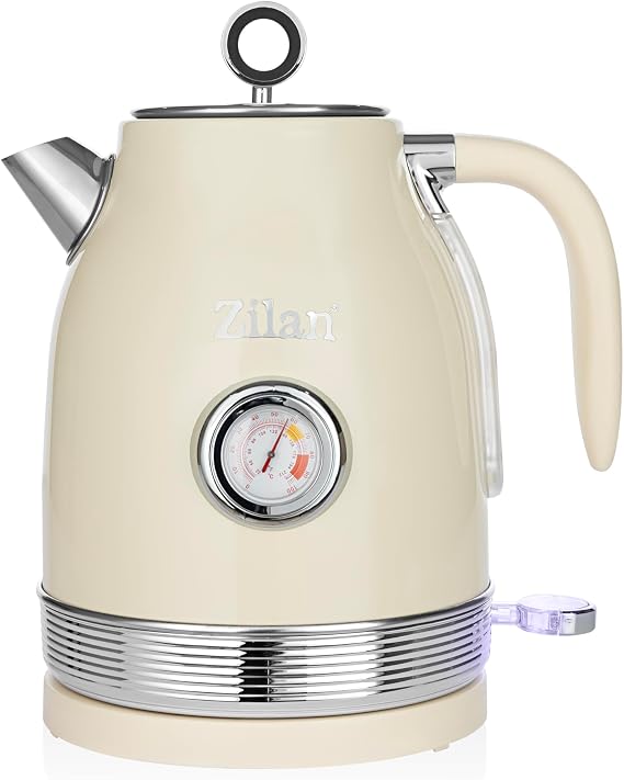 Zilan ZLN1184 Retro Kettle – 1.7L Capacity Cream Kattle, 2200W Power, 360° Wireless Design