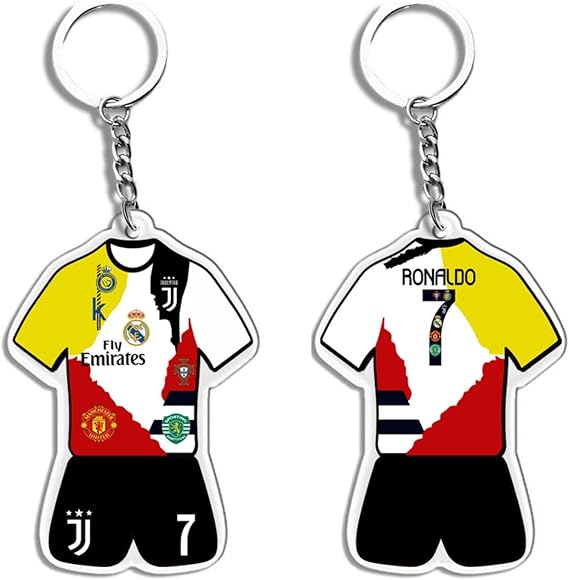 Football Keychain, Soccer Jersey Keyring, Acrylic Jersey Keychain, Number 7 Jerseys Keychains, for Fans and Sports Gift, Birthday Party