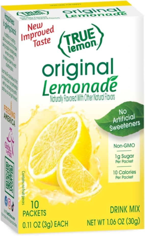 True Lemon Original Lemonade On The Go Drink Mix 10 Stix Pack Made With Stevia 30g Box