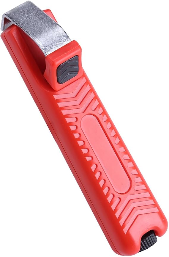 Cable Stripping Tool, Adjustable Cutting Depth Hard Cable Jacket Strippers, Red Mini Knife Wire Stripper Cutter Plier Crimping Tool, for PVC Rubber Silicone Cable 8-28mm