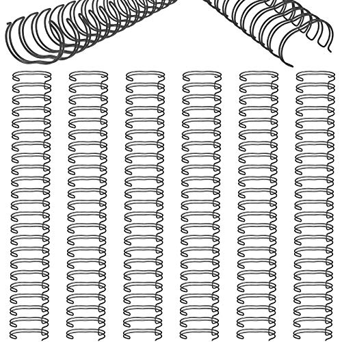 Zonon 6 Pieces Binding Wire Twin Loop Spines Double Loop Binding Wire 1 Inch Cinch Diameter 23 Holes for Teacher Student Document Notebook MakingBlack