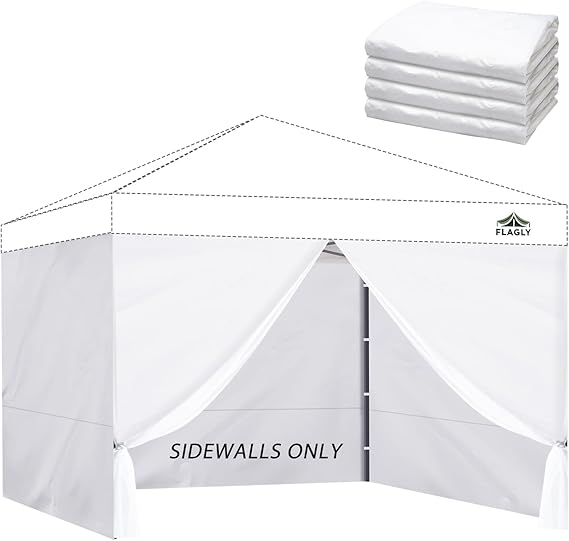 Instant Canopy Sidewalls for Pop Up Canopy Tent, 300D Waterproof Material for Outdoor Events, Vendor Booths, and Privacy (Sidewalls Only) (White, 10x10ft-4pcs)