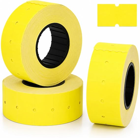 (10 Rolls - 10000 pcs) 0.82" x 0.47" (21 x 12 mm) Yellow Paper Sticker Price Gun Pricemarker Labels MX-5500 (Yellow)