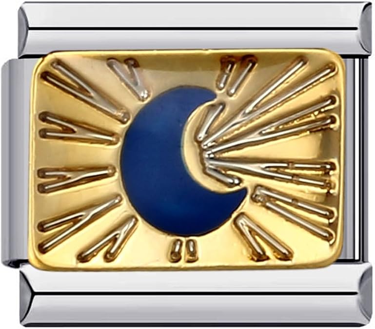 Italian Charms Bracelet Stainless Steel 9mm Link DIY Module Moon And Star Jewelry