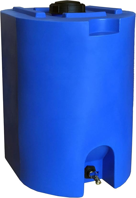 WaterPrepared 55 Gallon Unique Stackable Utility Water Tank, Blue
