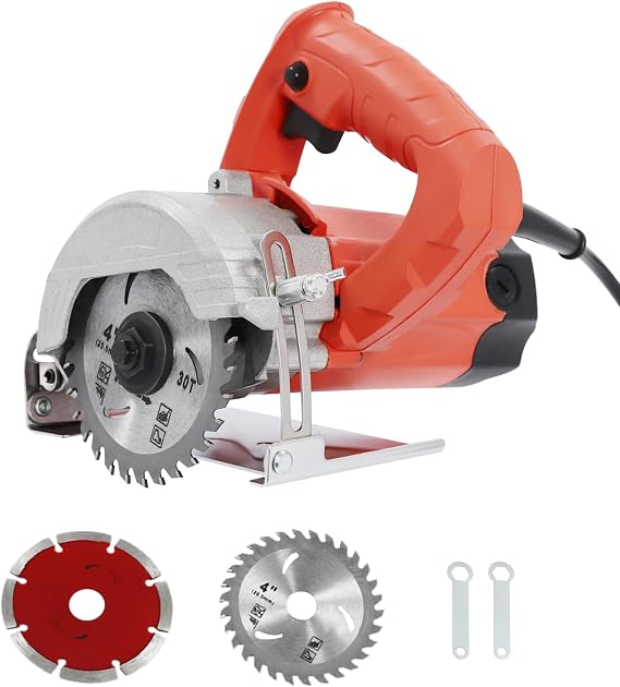 Electric Tile Cutter Saw, Handheld Wall Chaser 13000RPM, Dry Stone Cutter Saw, Wood Cutting Machine, Wall Grooving Cutting Machine, Adjustable Angle 0-45°, Maximum Cutting Depth 34mm