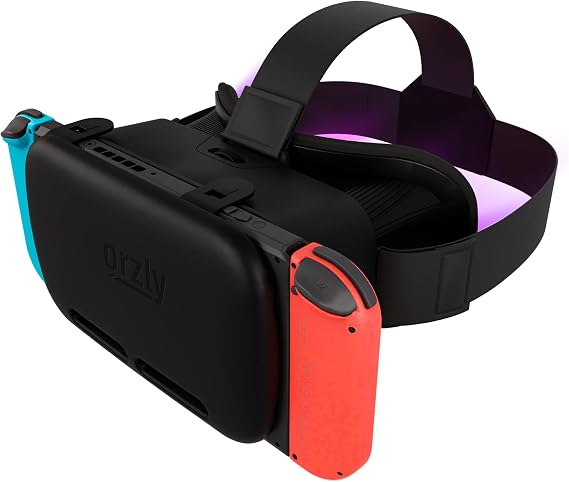 Orzly VR Headset Designed for Nintendo Switch & Switch OLED Console with Adjustable Lens for a Virtual Reality Gaming Experience and for Labo VR - Black - Gift Boxed Edition