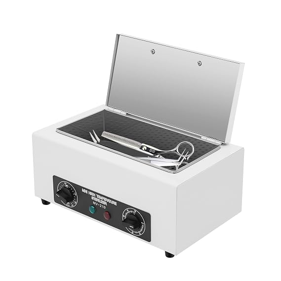 300W High Temperature Metal Tool Cleaner Machine, 110V Autoclave Dry Heat Cleaning Box with Temperature Control & Timer, Nail Salon Sterilizer for Beauty, Barber, Lab, Dental