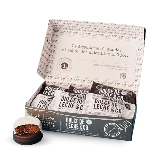 Dulce de Leche & CO. Alfajores Premium DDL&CO Box X 12 units. (Mixed) 6 Black and 6 White Chocolate - Made in Argentina (3)
