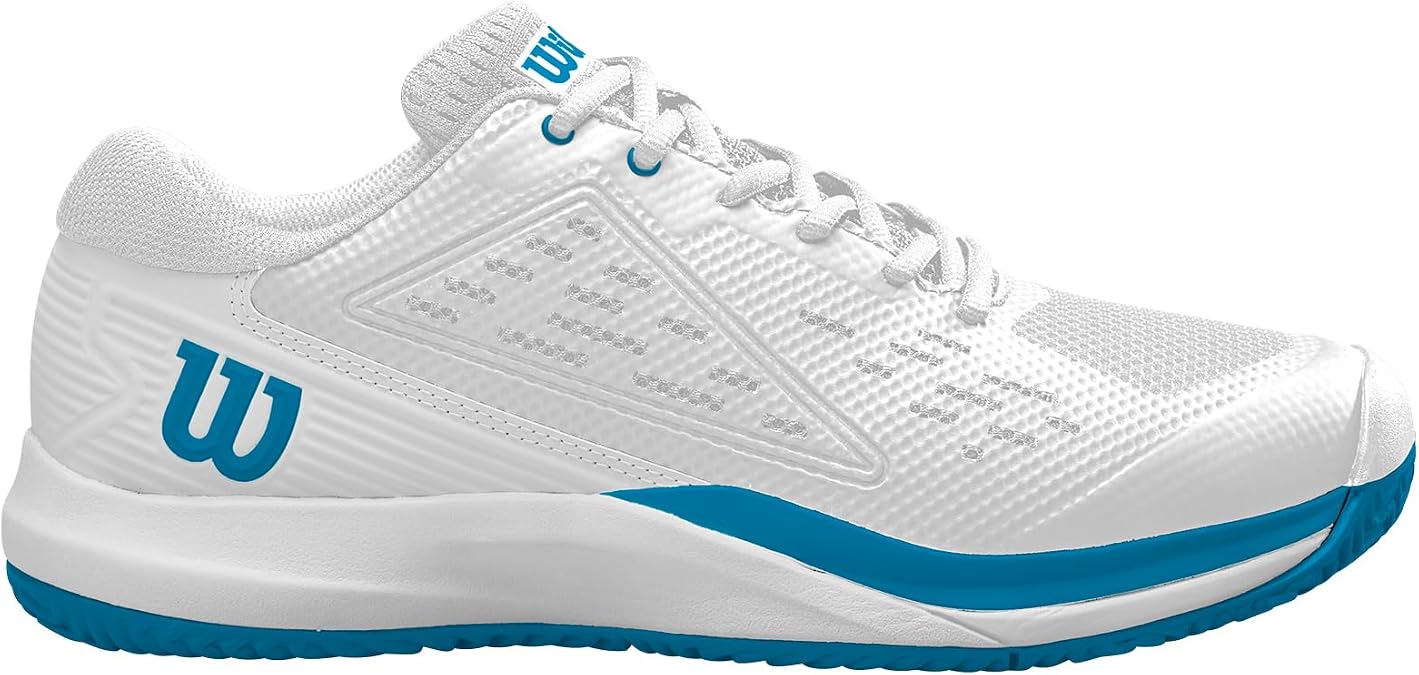 WILSON Men's Rush Pro Ace Pickler Pickleball Shoes, White/Atomic Blue , 12.5