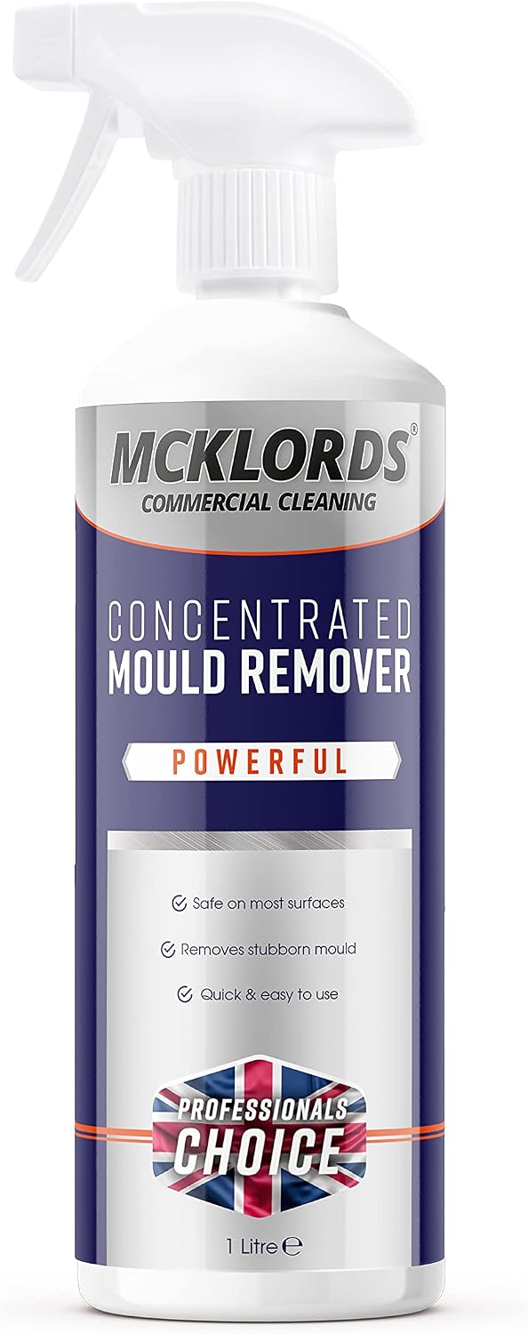 McKLords Commercial - Concentrated Mould Remover Spray - Effective Mildew Stain Cleaner For Walls, Tiles, Silicone Seals & More - 1 Litre