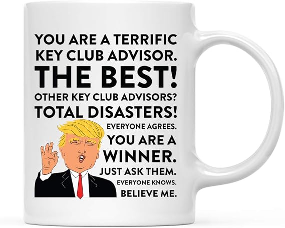 Andaz Press 11oz. Funny President Trump Coffee Mug Gag Gift, Key Club Advisor, 1-Pack, Includes Gift Box, Christmas Birthday Graduation Gift Ideas