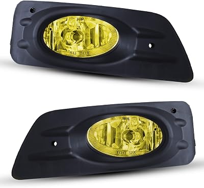 AUTOWIKI Fog Lights For 2006 2007 Honda Accord 4 Door Sedan dr Lamps Assemblies Driver Passenger Replacement With Wiring Kits Amber Yellow