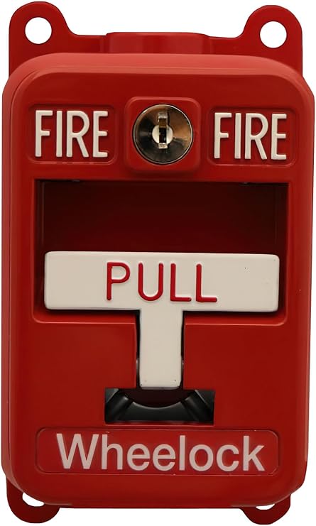 Wheelock MPS-400X Manual Pull Station, Red, Single Action, Explosion-Proof, Key Reset, High-Gloss Red Enamel Finish with Raised White Lettering, Indoor and Outdoor, Wall Mounting