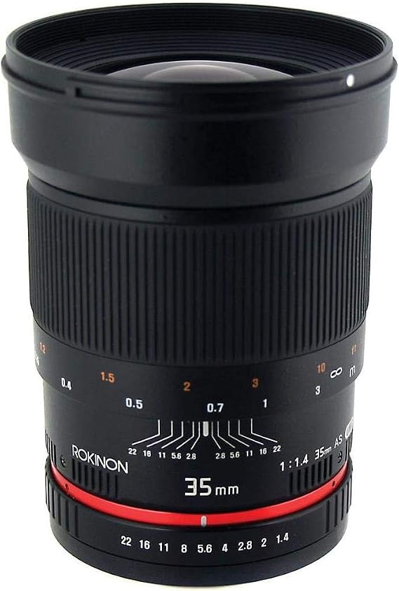 Rokinon 35mm F1.4 AS UMC Wide Angle Cine Lens for Sony E-Mount (NEX) (RK35M-E) | Cinema lens provides smooth manual focus and consistent optical performance for professional video production.