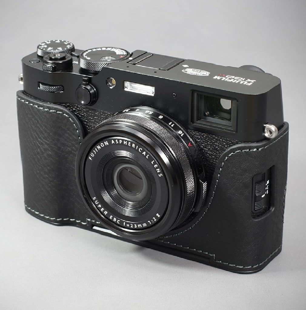 LIMS Genuine Leather Camera Half Case Dovetail Plate for Fuji FUJIFILM X100VI Case Black