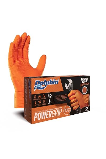 Dolphin PowerGrip Turuncu Nitril Eldiven L Beden