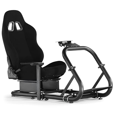 Anman Racing Simulator Cockpit with Seat Fits for LogitechIThrustmasterIFANTEC g27 g29 g920 g923 T300RS TX T3PA TGT,Pro Adjustable Stable Driving Wheel Stand Wheel&Pedals& Not Included
